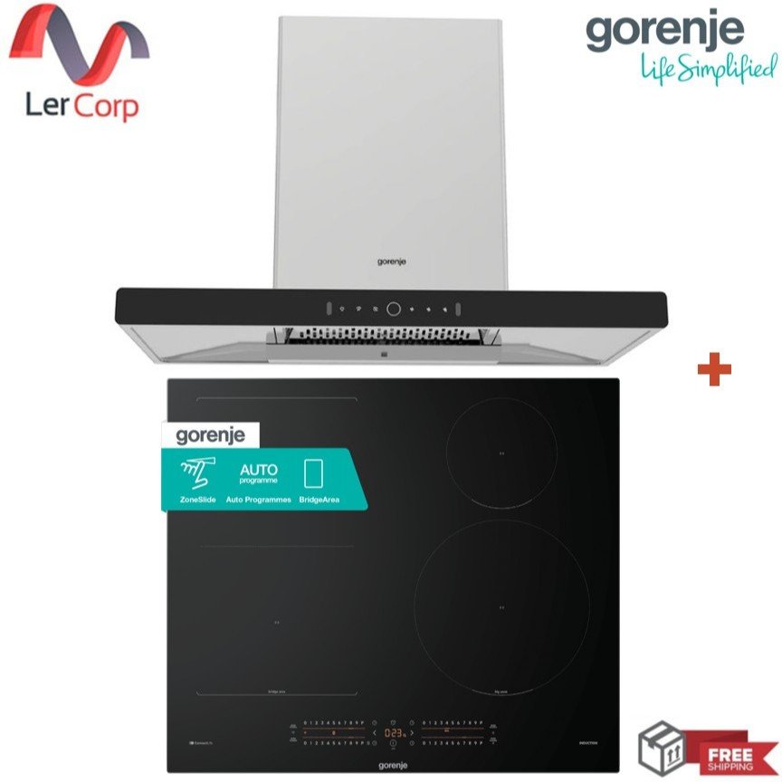 (Gorenje) เครื่องดูดควันติดผนัง 90 ซม. รุ่น PWHT94XGB-TH + เตาไฟฟ้า GI6432BSCWF อินดักชั่น 4 หัว