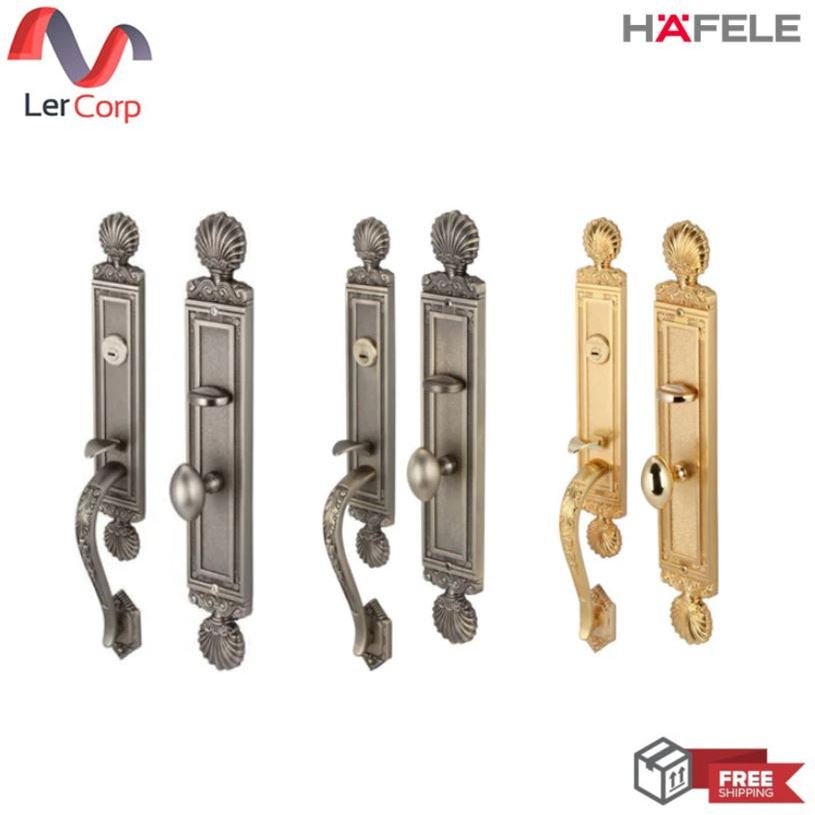 (Hafele) มือจับประตูซิงค์อัลลอยด์ พร้อมระบบมอร์ทิสล็อค รุ่นพรีเมียม (แบบ A) สีนิกเกิ้ลรมดำ (499.94.120)