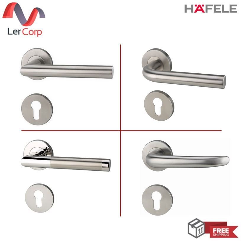 (Hafele) ชุดมือจับก้านโยกประตูสแตนเลสสตีล รุ่นพรีเมี่ยม (499.10.117)