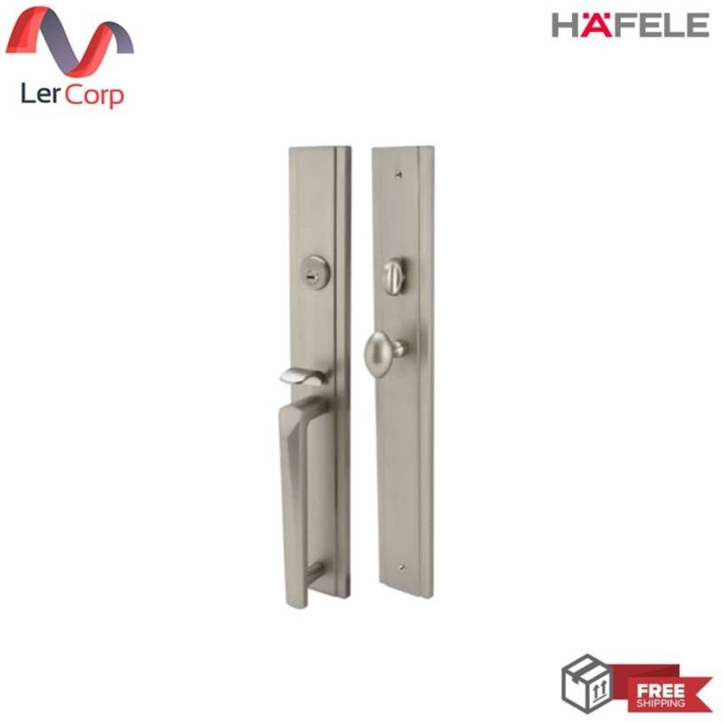 (Hafele) มือจับประตูซิงค์อัลลอยด์ พร้อมระบบมอร์ทิสล็อค รุ่นพรีเมียม (แบบ D) สีทองแดงรมดำ (499.94.164)