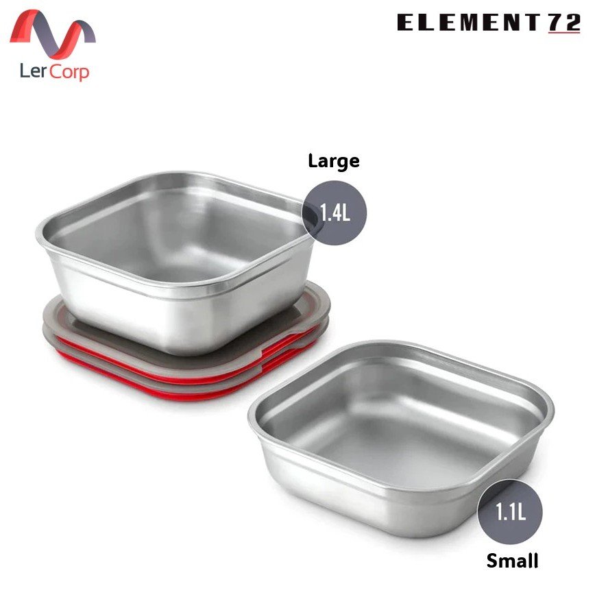 (Element72)BLACK + BLUM กล่องใส่อาหาร รุ่น MULTI-FUNCTION FOOD BOX SQUARE สี GREY / RED SMALL