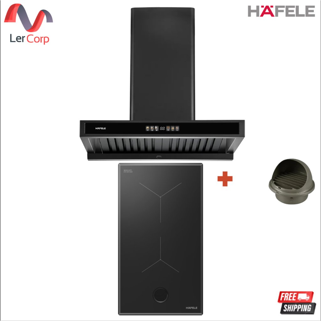 (Hafele) SET เตาอินดักชั่น (495.11.000) + เครื่องดูดควัน LAVENTE 60 (495.38.383) + ฝาครอบสแตนเลส 6 นิ้ว (495.07.921)