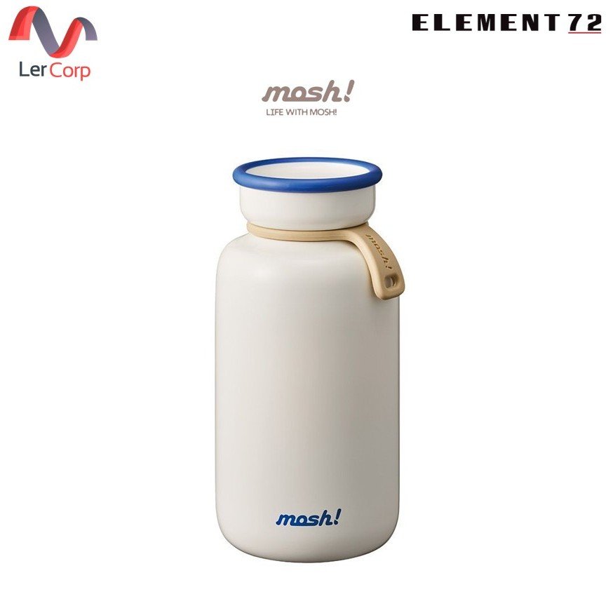 (Element72)MOSH! กระติกน้ำสเตนเลสสุญญากาศ เก็บร้อน-เย็น รุ่น LATTE STAINLESS BOTTLE 450 ML สี WHITE