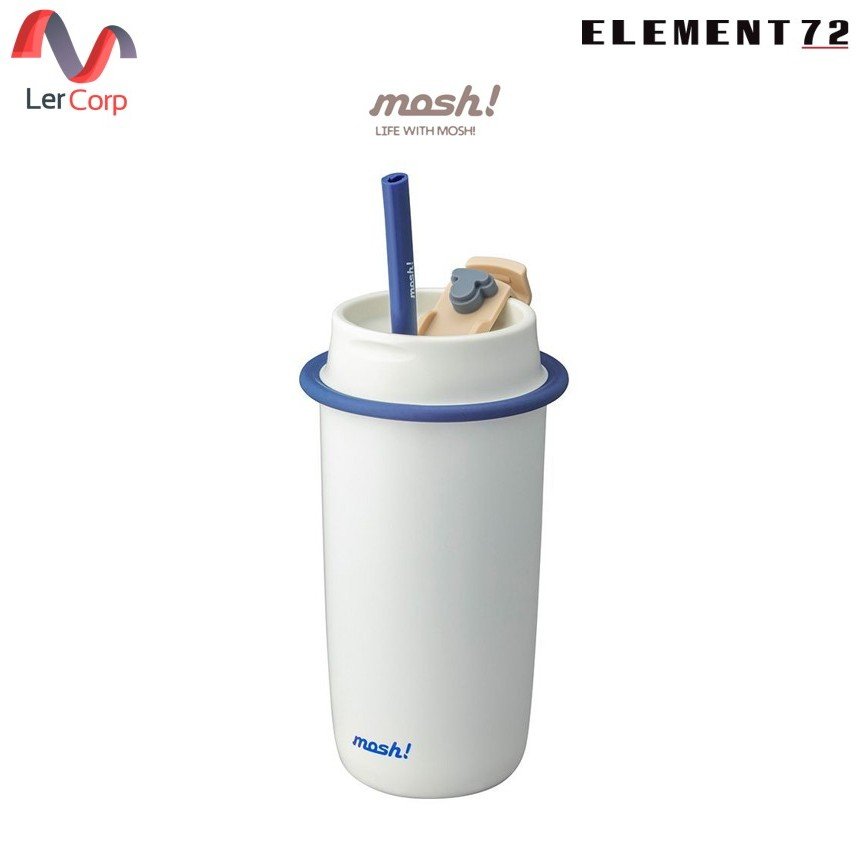 (Element72)MOSH! แก้วน้ำสเตนเลสสุญญากาศ พร้อมหลอด เก็บร้อน-เย็น รุ่น LATTE STAINLESS STRAW TUMBLER 480 ML สี WHITE