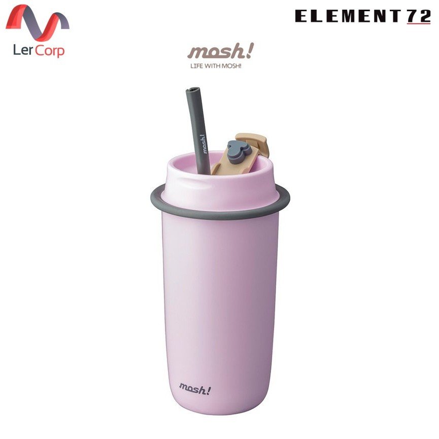 (Element72)MOSH! แก้วน้ำสเตนเลสสุญญากาศ พร้อมหลอด เก็บร้อน-เย็น รุ่น LATTE STAINLESS STRAW TUMBLER 480 ML สี PEACH
