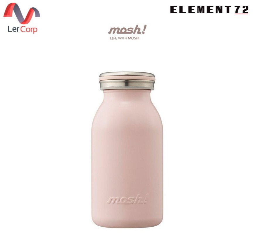 (Element72)MOSH! กระติกน้ำสเตนเลสสุญญากาศ ทรงขวดนม เก็บร้อน-เย็น รุ่น MILK STAINLESS BOTTLE ขนาด 380 ML สี STRAWBERRY