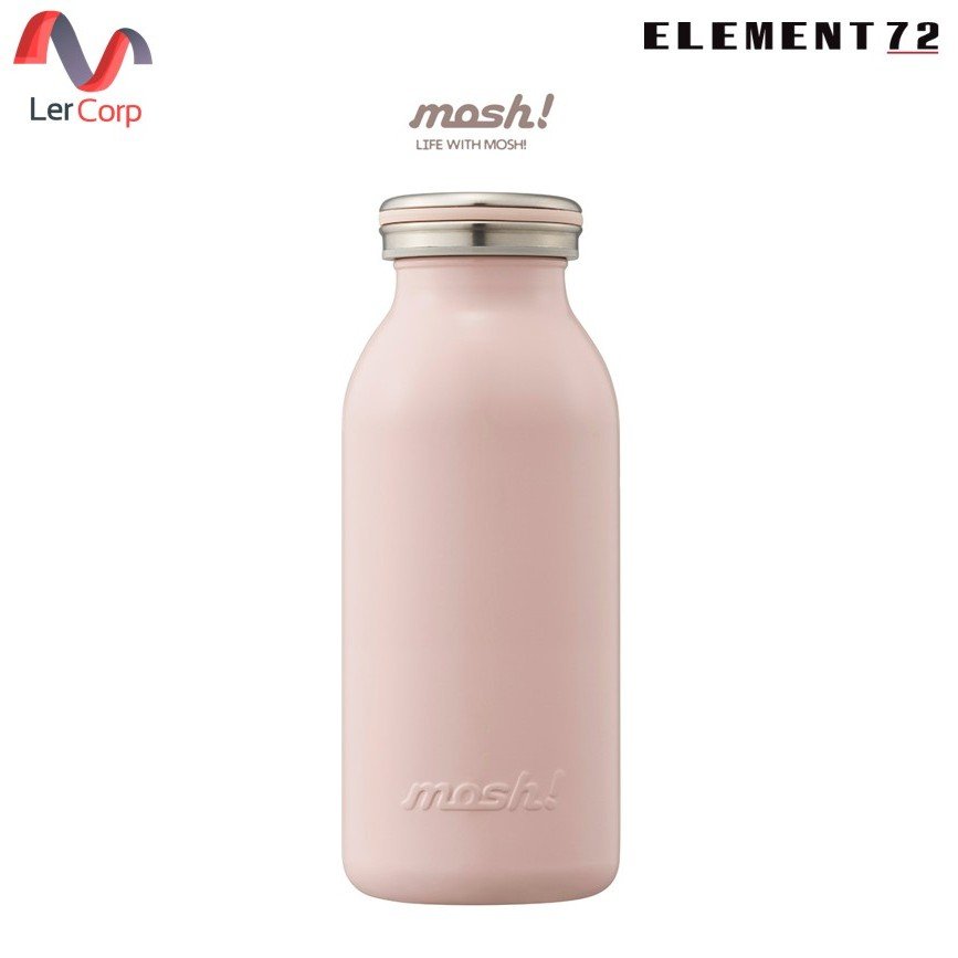 (Element72)MOSH! กระติกน้ำสเตนเลสสุญญากาศ ทรงขวดนม เก็บร้อน-เย็น รุ่น MILK STAINLESS BOTTLE ขนาด 600 ML สี STRAWBERRY