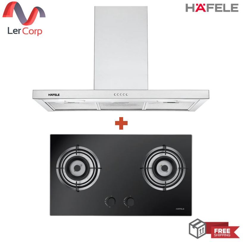(Hafele) เตาแก๊สสแตนดาร์ดซีรีย์ AUGUSTO + เครื่องดูดควันติดผนังซีรีย์ สแตนดาร์ด AQUILO (495.07.541)(533.83.866)